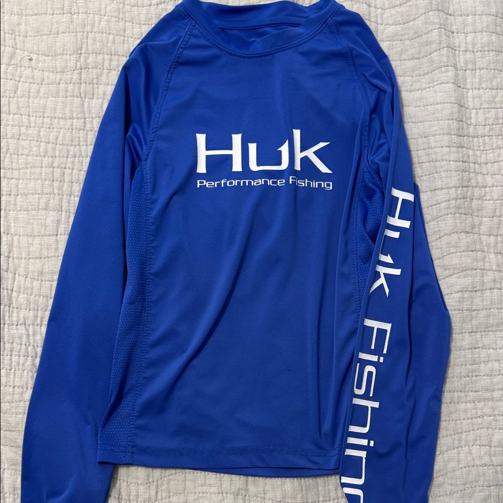 Huk youth Blue Performance Fishing Swim Shirt